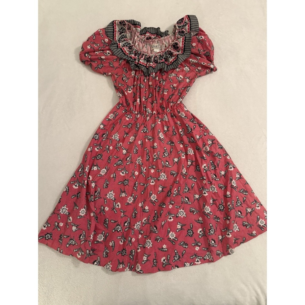 Vintage Circle T Marilyn Lenox Western Off The Shoulder Dress Size 15/16 Rodeo